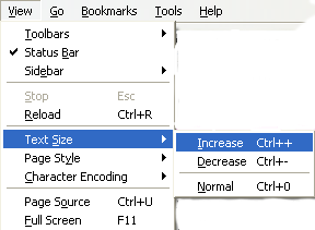 Resizing Text in Mozilla FireFox