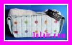 Quilted Baby Blue Shoulder Bag With End Pockets